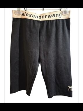 Alexander Wang.T Black Logo Waistband Biker Shorts Cotton Size L